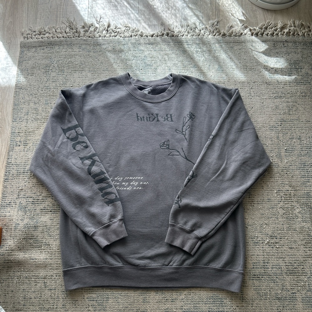 Be Kind Charcoal Crewneck Sweater